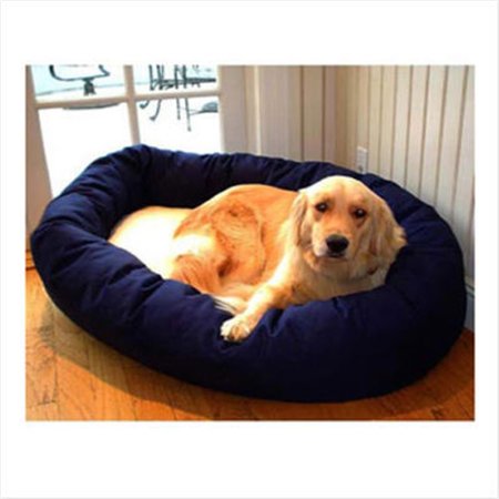 MAJESTIC PET 24 in. Small Bagel Bed- Blue and Sherpa 788995612223